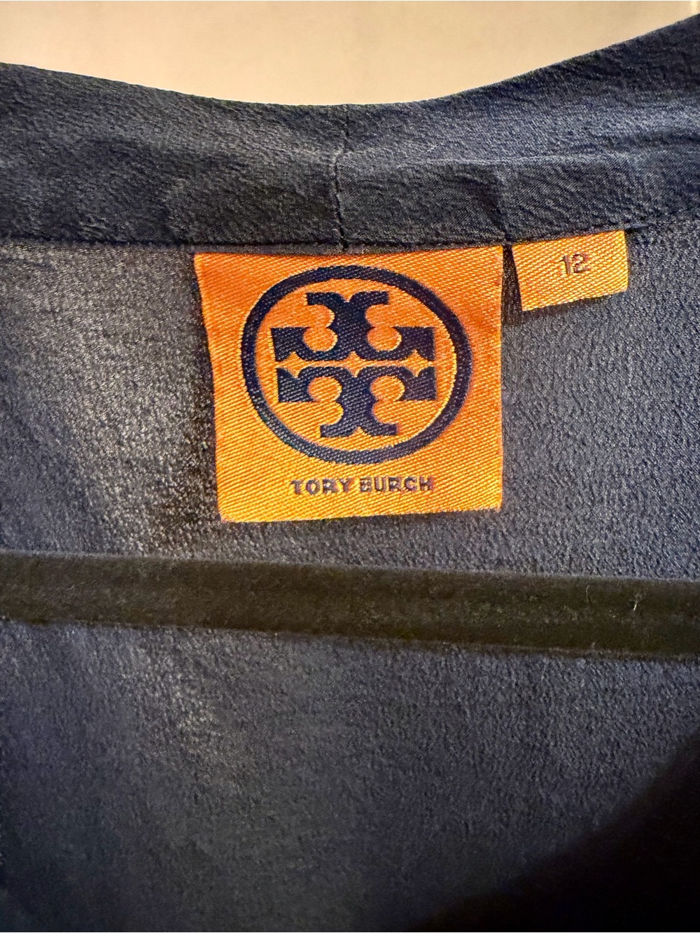 Tory Burch Deep Navy Silk Sleeveless Top Size 12 - Picture 5 of 7